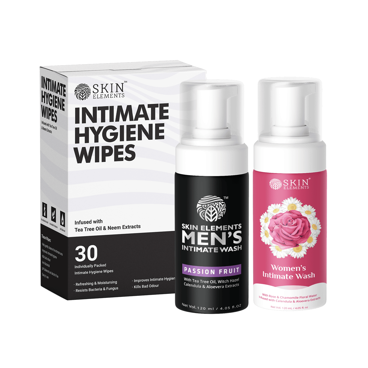  Men's Intimate Wash + Women's Intimate Wash + Intimate Wipes